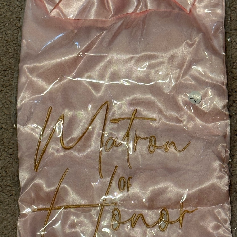 Pink Satin Robe, Matron of Honor Embroidered